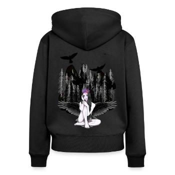 Fantasy Horror Halloween Vampir Engel Dark - Frauen Premium Bio Zip Hoodie - Schwarz - Hinten - Julia (174cm)