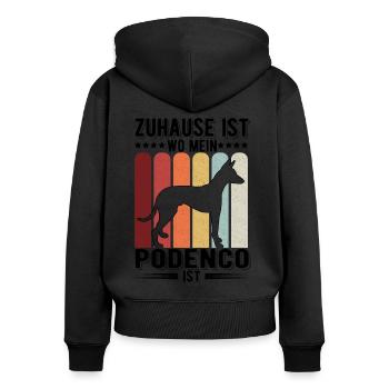 Zuhause ist wo mein Podenco ist Ibizan Hound - Frauen Premium Bio Zip Hoodie - Schwarz - Hinten - Julia (174cm)