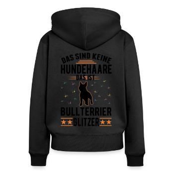 Bullterrier Glitzer Miniature Bull Terrier - Frauen Premium Bio Zip Hoodie - Schwarz - Hinten - Julia (174cm)