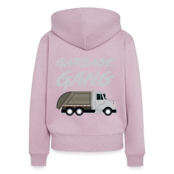 Camion à ordures Recyclage des ordures Collecte des ordures Garbage Man - Sweat à capuche zippé Premium bio Femme - rose poudré - Dos - Julia (174cm)