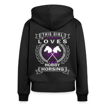 Cette fille adore Hobby Horsing - Hobby Horse - Sweat à capuche zippé Premium bio Femme - noir - Dos - Julia (174cm)