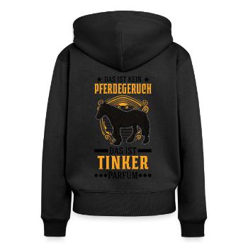 Das ist kein Pferdegeruch Das ist Tinker Parfüm - Frauen Premium Bio Zip Hoodie - Schwarz - Hinten - Julia (174cm)