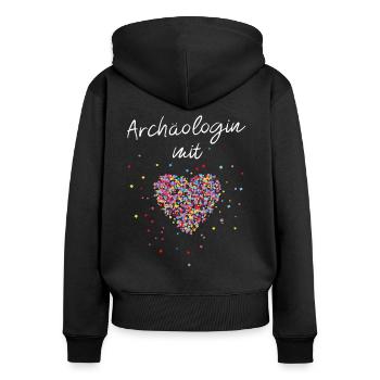 Archäologin mit Herz Archäologie Studium - Frauen Premium Bio Zip Hoodie - Schwarz - Hinten - Julia (174cm)