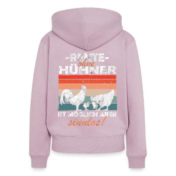 Rente ohne Hühner Bäuerin Landwirt - Frauen Premium Bio Zip Hoodie - Altrosa - Hinten - Julia (174cm)