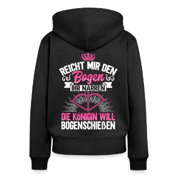 Bogenschützin Geschenk Bogenschießen Bogensport - Frauen Premium Bio Zip Hoodie - Schwarz - Hinten - Julia (174cm)