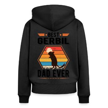 Best Gerbil Dad Ever Rennmaus - Frauen Premium Bio Zip Hoodie - Schwarz - Hinten - Julia (174cm)