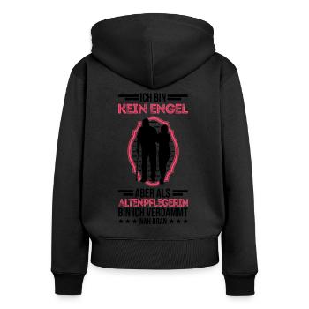 Altenpflege Engel Altenpflegerin Altenheim - Frauen Premium Bio Zip Hoodie - Schwarz - Hinten - Julia (174cm)
