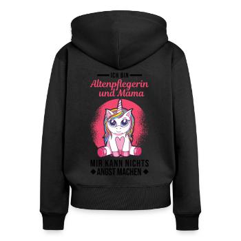 Altenpflegerin und Mama Altenheim - Frauen Premium Bio Zip Hoodie - Schwarz - Hinten - Julia (174cm)
