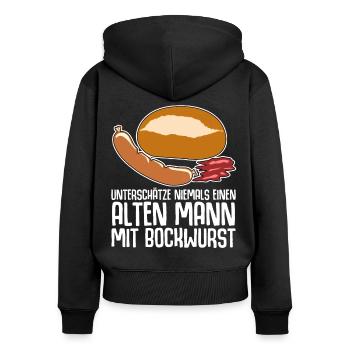 Bockwurst Wurst Alter Mann Bratwurst - Frauen Premium Bio Zip Hoodie - Schwarz - Hinten - Julia (174cm)