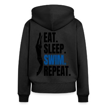 Eat Sleep Swim Repeat - Swimming Swimmers - Women's Premium Organic Zip Hoodie - black - Back - Julia (174cm)