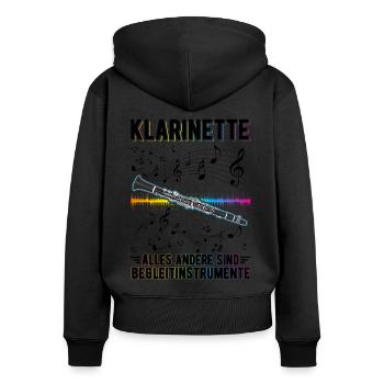 Klarinette Alles andere sind Begleitinstrumente - Frauen Premium Bio Zip Hoodie - Schwarz - Hinten - Julia (174cm)
