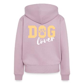 Amoureux des chiens - Sweat à capuche zippé Premium bio Femme - rose poudré - Dos - Julia (174cm)