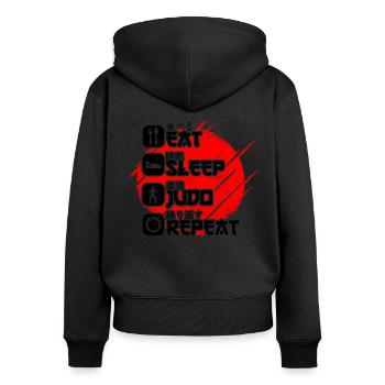 Judo Judoka Arts Martiaux Japonais - Sweat à capuche zippé Premium bio Femme - noir - Dos - Julia (174cm)