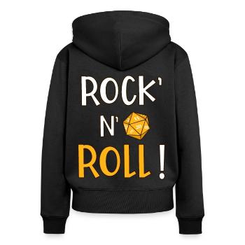 Rock' n' roll ! Humour jeu de rôle musique dés d20 - Sweat à capuche zippé Premium bio Femme - noir - Dos - Julia (174cm)