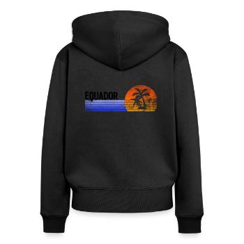 Ecuador Souvenir Holiday Trip Palm Trees Retro Sunset - Women's Premium Organic Zip Hoodie - black - Back - Julia (174cm)