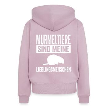 Murmeltier - Frauen Premium Bio Zip Hoodie - Altrosa - Hinten - Julia (174cm)
