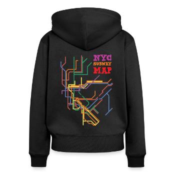 Carte du métro de New York Carte de la ville de New York Usa Cadeau - Sweat à capuche zippé Premium bio Femme - noir - Dos - Julia (174cm)