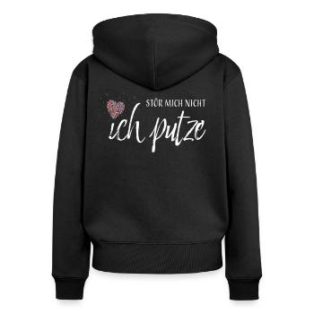 Putzen Putzfrau Reinigungskraft Geschenk - Frauen Premium Bio Zip Hoodie - Schwarz - Hinten - Julia (174cm)
