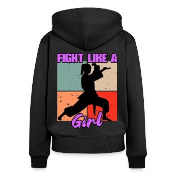 Karaté Femmes Arts Martiaux Arts Martiaux Cadeau - Sweat à capuche zippé Premium bio Femme - noir - Dos - Julia (174cm)