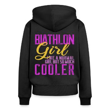 Biathlon Biathlète Femme Cadeau - Sweat à capuche zippé Premium bio Femme - noir - Dos - Julia (174cm)