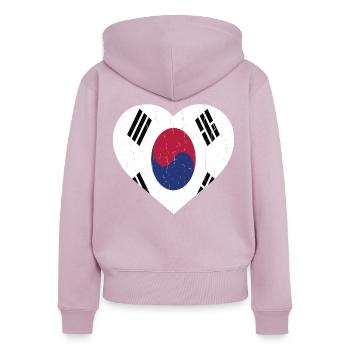 SOUTH KOREA - Frauen Premium Bio Zip Hoodie - Altrosa - Hinten - Julia (174cm)