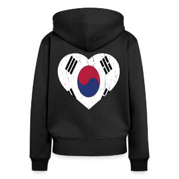 SOUTH KOREA - Frauen Premium Bio Zip Hoodie - Schwarz - Hinten - Julia (174cm)