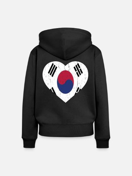 SOUTH KOREA - Frauen Premium Bio Zip Hoodie - Schwarz