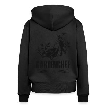 Hobby Gärtner Gartenchef Gartenarbeit Herren - Frauen Premium Bio Zip Hoodie - Schwarz - Hinten - Julia (174cm)