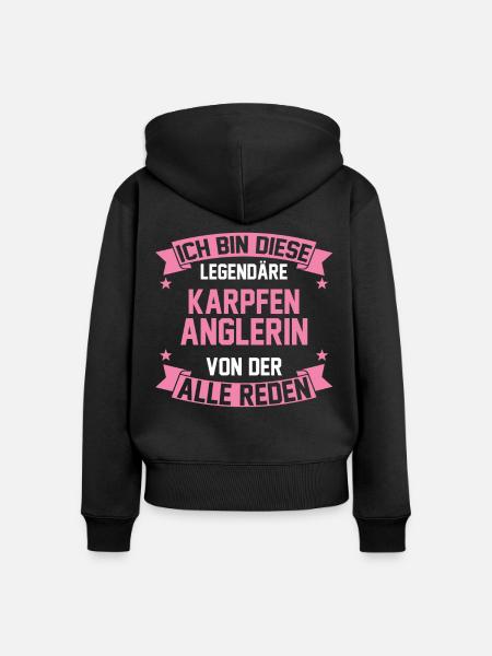 Angeln Angler Anglerin Karpfen - Frauen Premium Bio Zip Hoodie - Schwarz