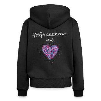 Heilpraktikerin mit Herz - Frauen Premium Bio Zip Hoodie - Schwarz - Hinten - Julia (174cm)