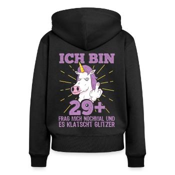 30. Geburtstag Frau Einhorn Ich bin 29+ plus - Frauen Premium Bio Zip Hoodie - Schwarz - Hinten - Julia (174cm)