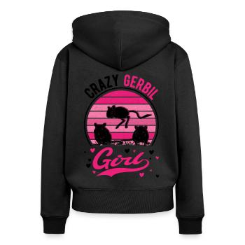 Crazy Gerbil Girl Racing Rat Gerbil - Women's Premium Organic Zip Hoodie - black - Back - Julia (174cm)