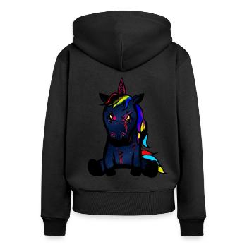 Horreur Mythique Animal Licorne Fantasy Mythe - Sweat à capuche zippé Premium bio Femme - noir - Dos - Julia (174cm)