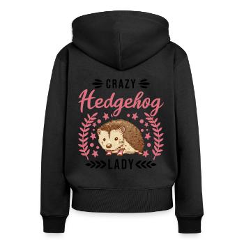 Crazy Hedgehog lady Hedgehog Spiny Organ - Women's Premium Organic Zip Hoodie - black - Back - Julia (174cm)