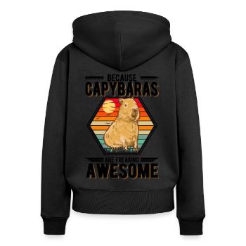 Because Capybaras are freaking awesome - Frauen Premium Bio Zip Hoodie - Schwarz - Hinten - Julia (174cm)