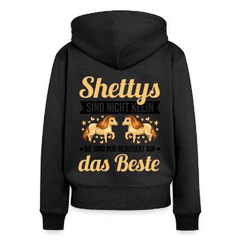 Shettys sind nicht klein Reduziert auf das Beste - Frauen Premium Bio Zip Hoodie - Schwarz - Hinten - Julia (174cm)