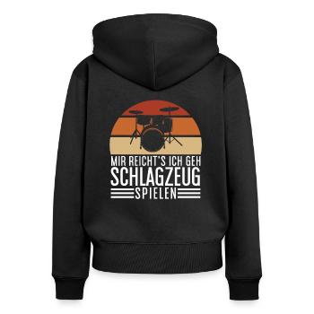 Schlagzeug mir reichts Drummer Schlagzeuger - Frauen Premium Bio Zip Hoodie - Schwarz - Hinten - Julia (174cm)