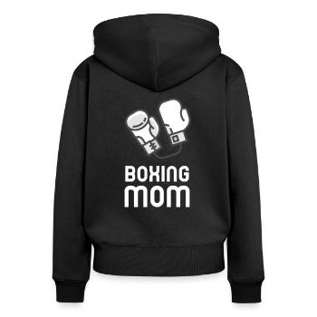 Mère Boxe Maman Boxer Kickboxing Boxe Femme - Sweat à capuche zippé Premium bio Femme - noir - Dos - Julia (174cm)