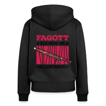 Fagott Alles andere sind Begleitinstrumente - Frauen Premium Bio Zip Hoodie - Schwarz - Hinten - Julia (174cm)