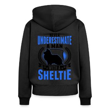 Sheltie Mann Shetland Sheepdog - Women's Premium Organic Zip Hoodie - black - Back - Julia (174cm)