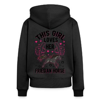 Friesian Horse Girl Friesenpferd Friesen Pferd - Frauen Premium Bio Zip Hoodie - Schwarz - Hinten - Julia (174cm)