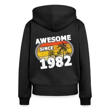 40ème anniversaire né 1982 Génial depuis 1982 - Sweat à capuche zippé Premium bio Femme - noir - Dos - Julia (174cm)