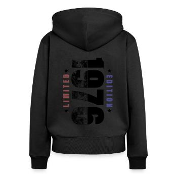 Grunge Birthday Limited Edition 1976 Geboren 1976 - Frauen Premium Bio Zip Hoodie - Schwarz - Hinten - Julia (174cm)