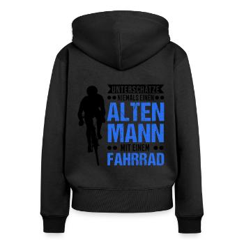 Fahrrad Alter Mann Radfahrer BMX Radsportler - Frauen Premium Bio Zip Hoodie - Schwarz - Hinten - Julia (174cm)