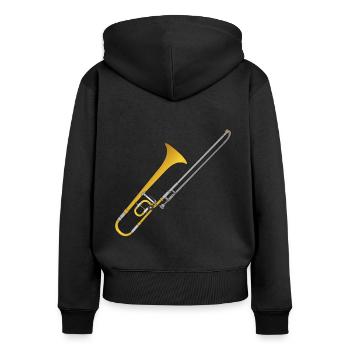 Posaune Posaunenspieler Posaunist - Frauen Premium Bio Zip Hoodie - Schwarz - Hinten - Julia (174cm)