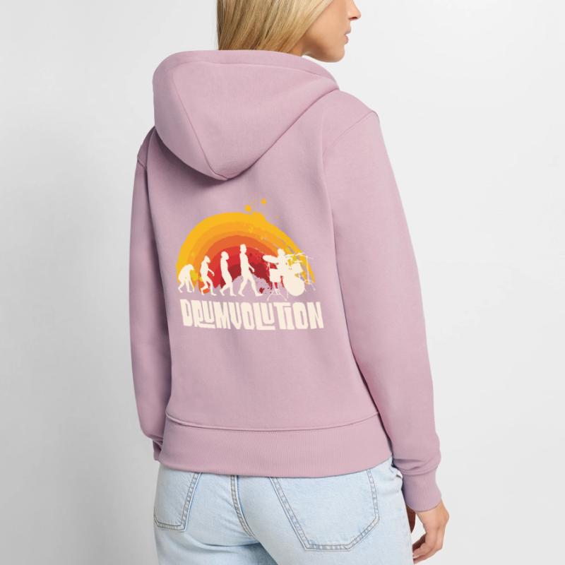Drumvolution Drums Drumming Percussion Drummer Women's Premium Organic Zip Hoodie