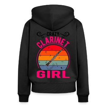 Crazy Clarinet Girl Clarinettiste Clarinettiste - Sweat à capuche zippé Premium bio Femme - noir - Dos - Julia (174cm)