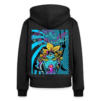 Trippy Woman GOA - Women's Premium Organic Zip Hoodie - black - Back - Julia (174cm)