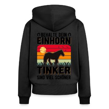 Irish Tinker Pferd Einhorn Tinkerpferd - Frauen Premium Bio Zip Hoodie - Schwarz - Hinten - Julia (174cm)