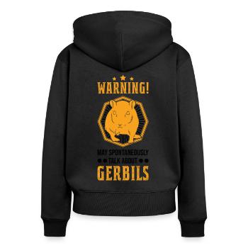 Peut parler spontanément de la gerbille de Gerbille - Sweat à capuche zippé Premium bio Femme - noir - Dos - Julia (174cm)